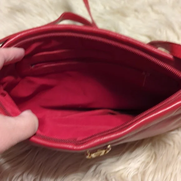Vintage Red Aigner Shoulder Bag Purse - Picture 6 of 8